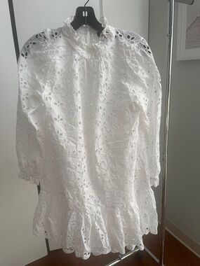 J. Crew White Eyelet Ruffle Dress